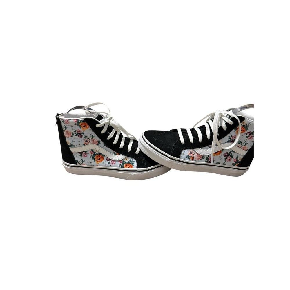 Vans Sk8-Hi Garden Floral Girls Size 3 Black Athletic Skate Shoes Zip Back NWOB
